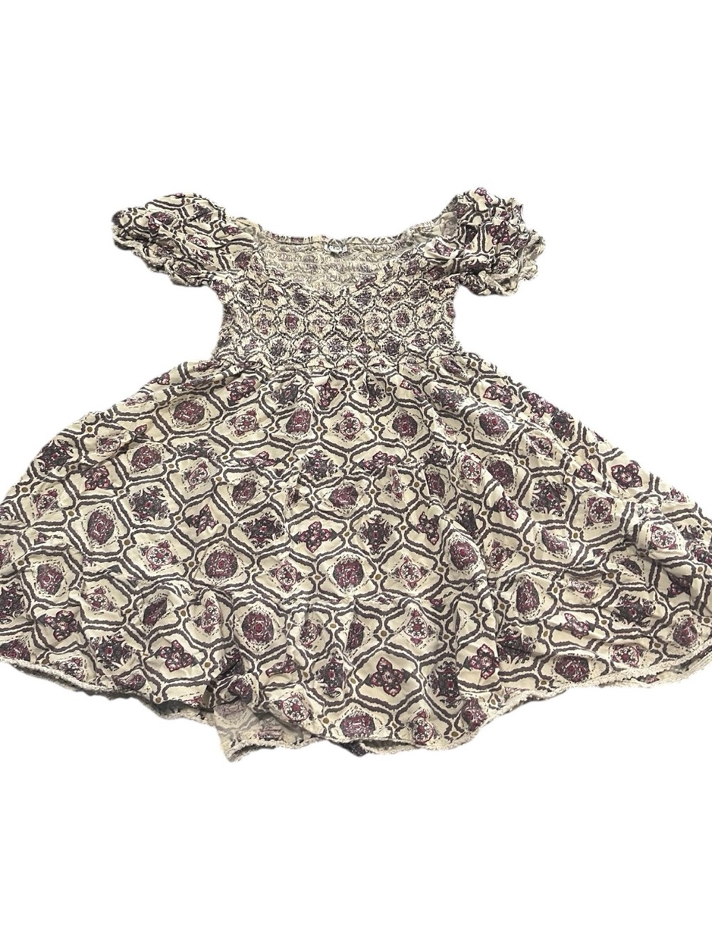 Speed Limit MPH Large Boho Smocked Fit & Flare Printed Dress